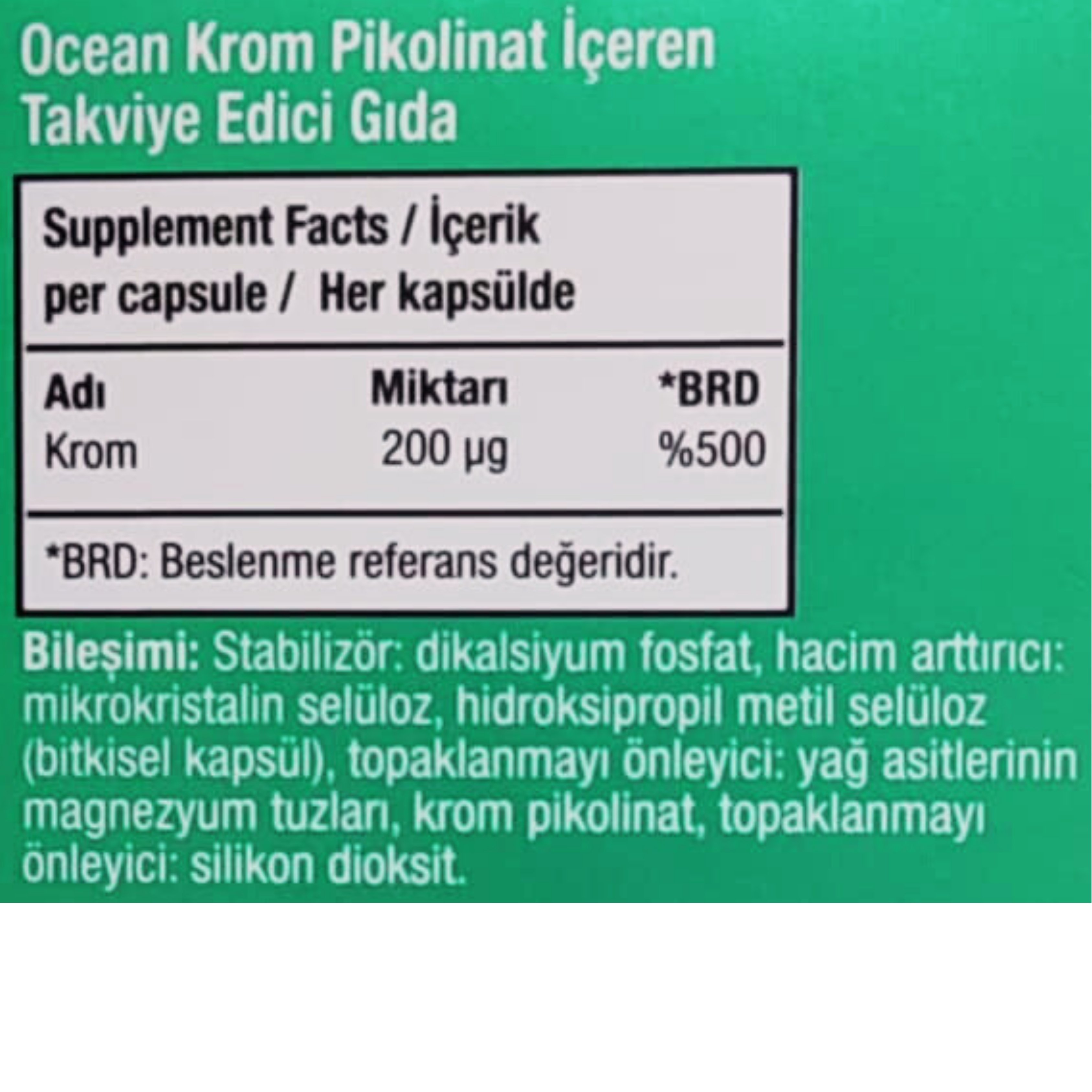 Ocean Krom Pikolinat 90 Bitkisel Kapsül