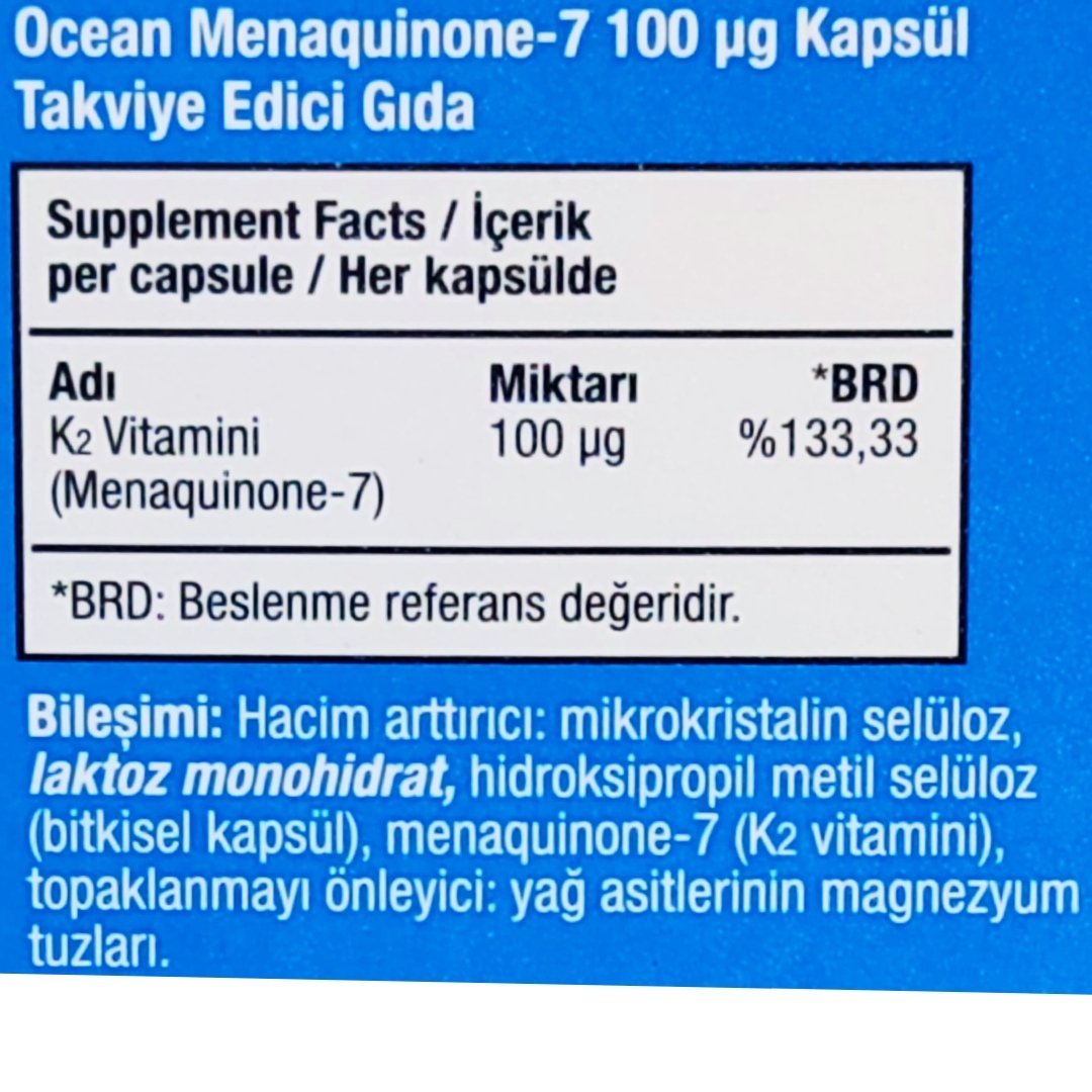 Ocean MK-7 100 mcg Vitamin K2 30 Kapsül
