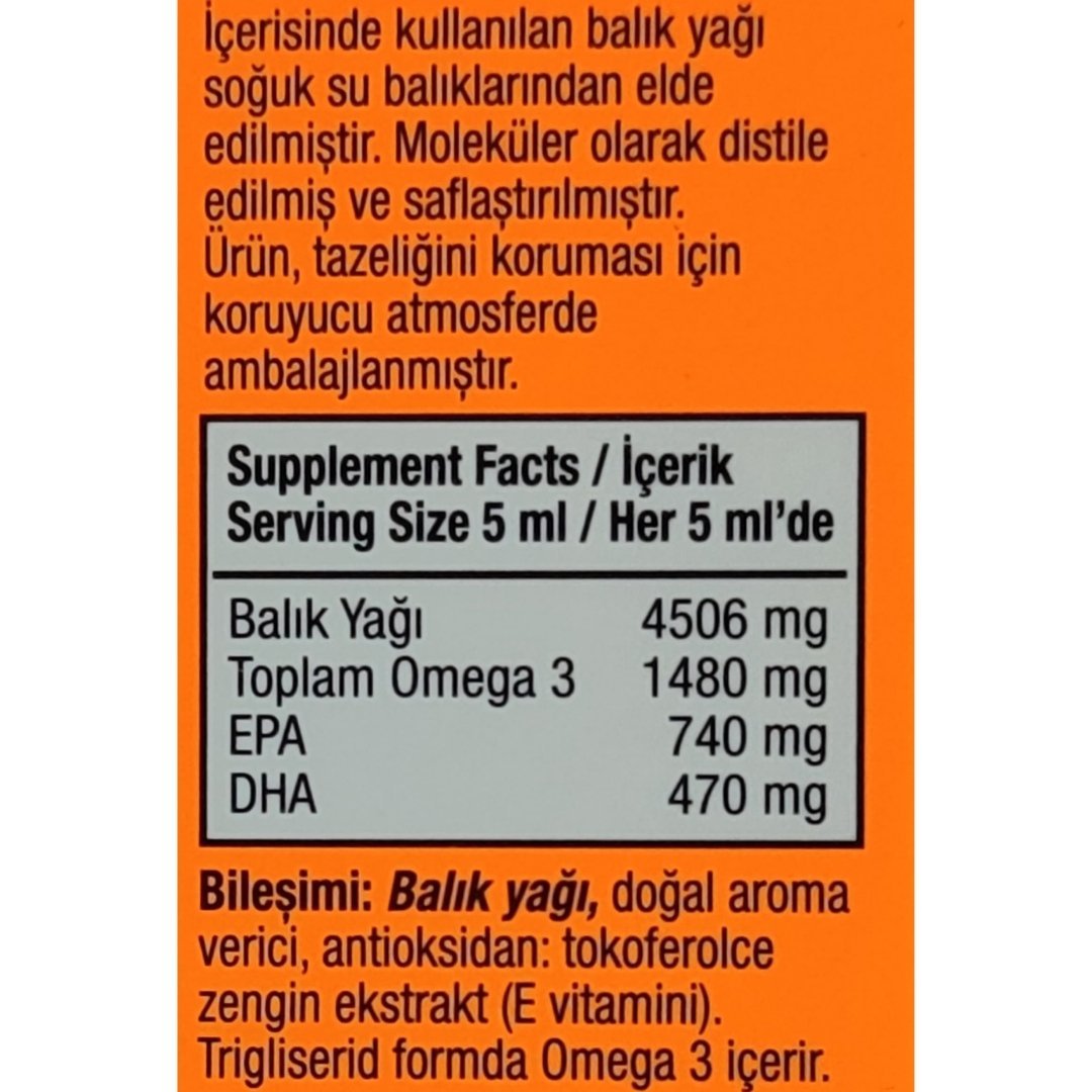 Ocean Omega 3 Portakallı Balık Yağı Şurubu 150 ml