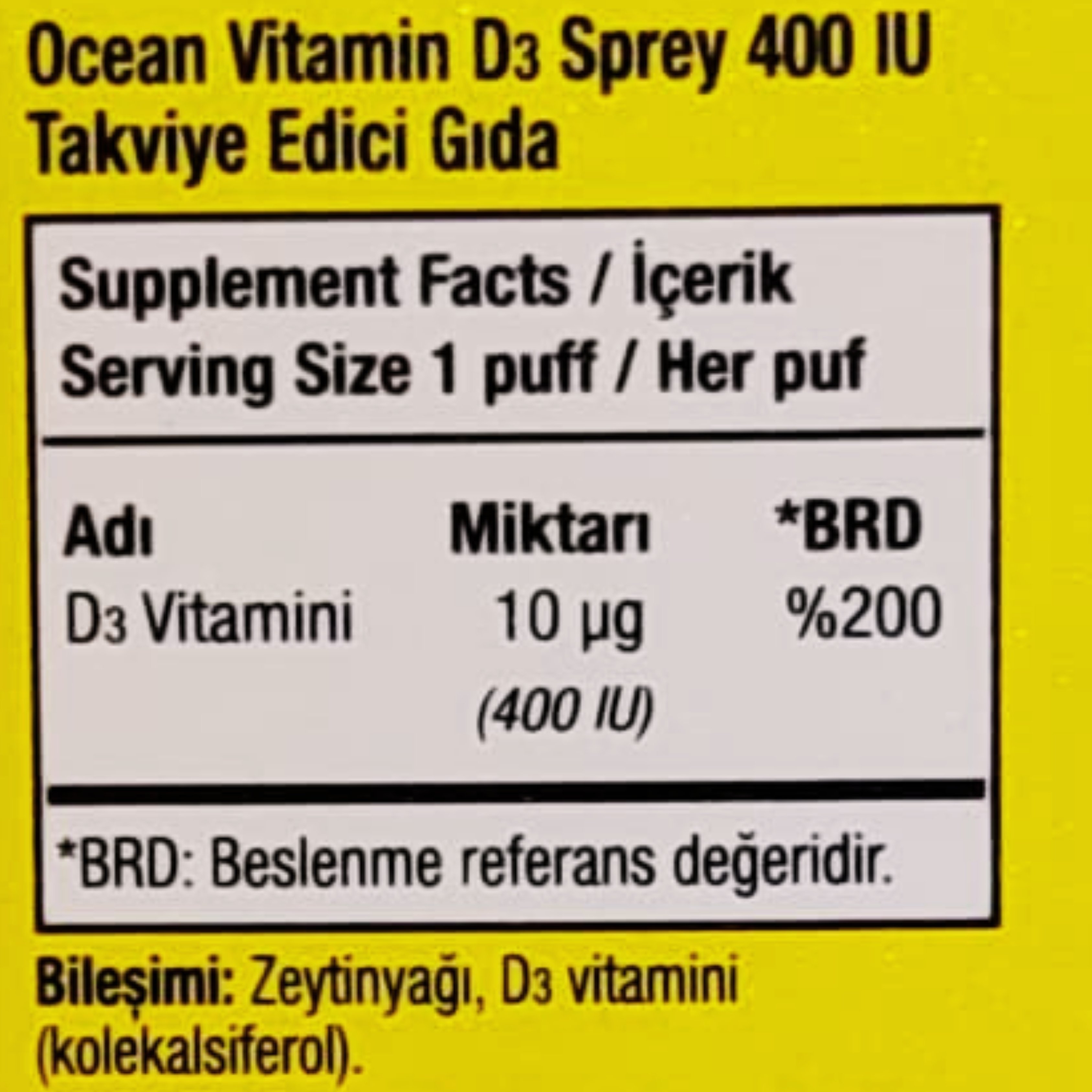 Ocean Vitamin D3 400 IU Oral Sprey 20 ml