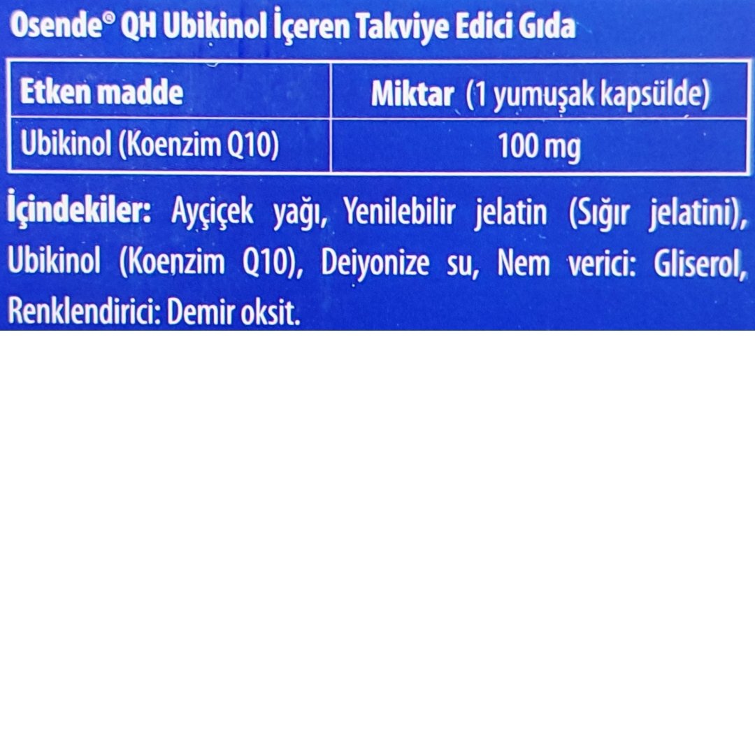 Osende Koenzim QH Ubikinol 100 mg 30 Kapsül