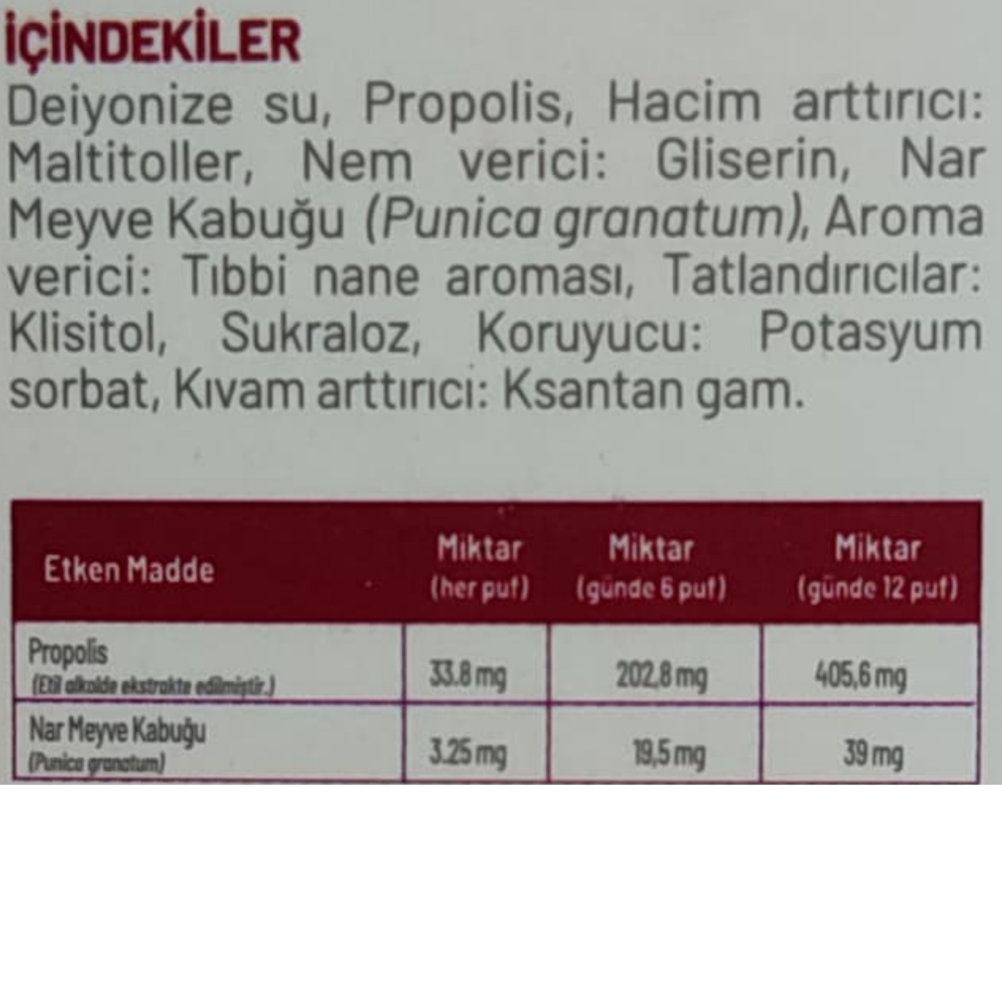 Propolsave Propolis ve Nar Kabuğu Sprey 20 ml