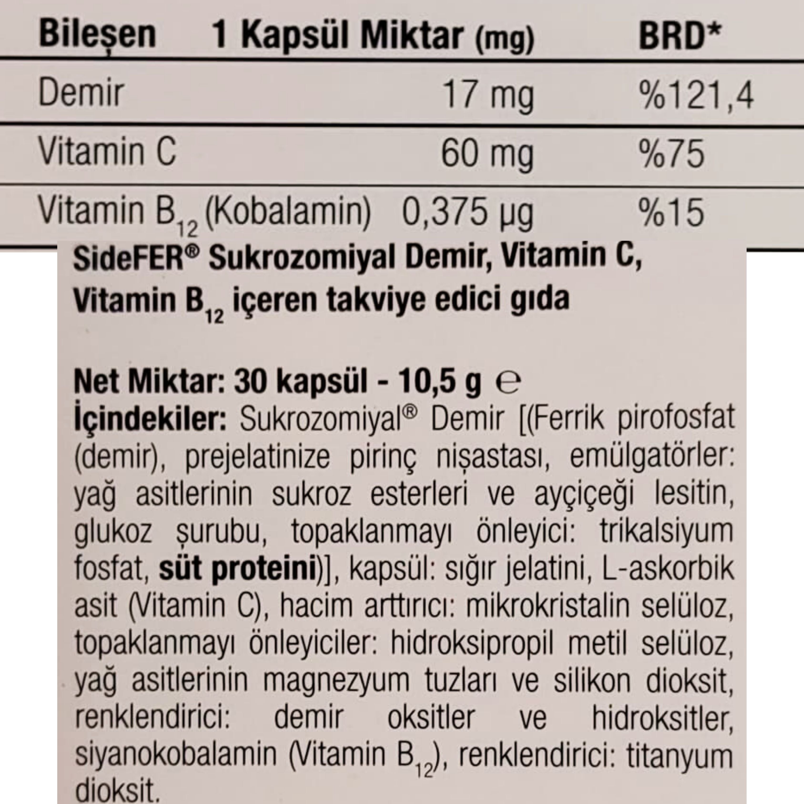 Sidefer 30 Kapsül