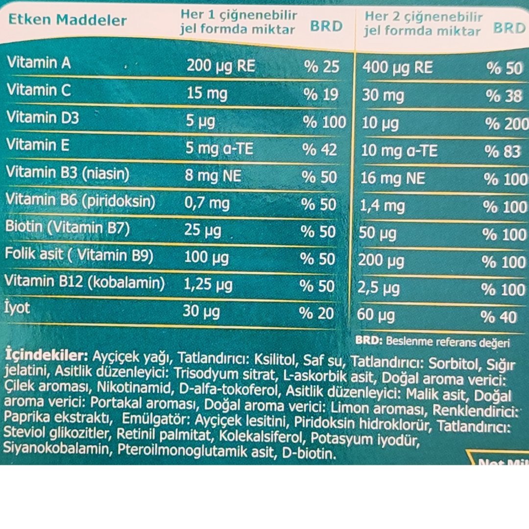 Sjomann's Multivitamin Çiğnenebilir Jel 30 Tablet