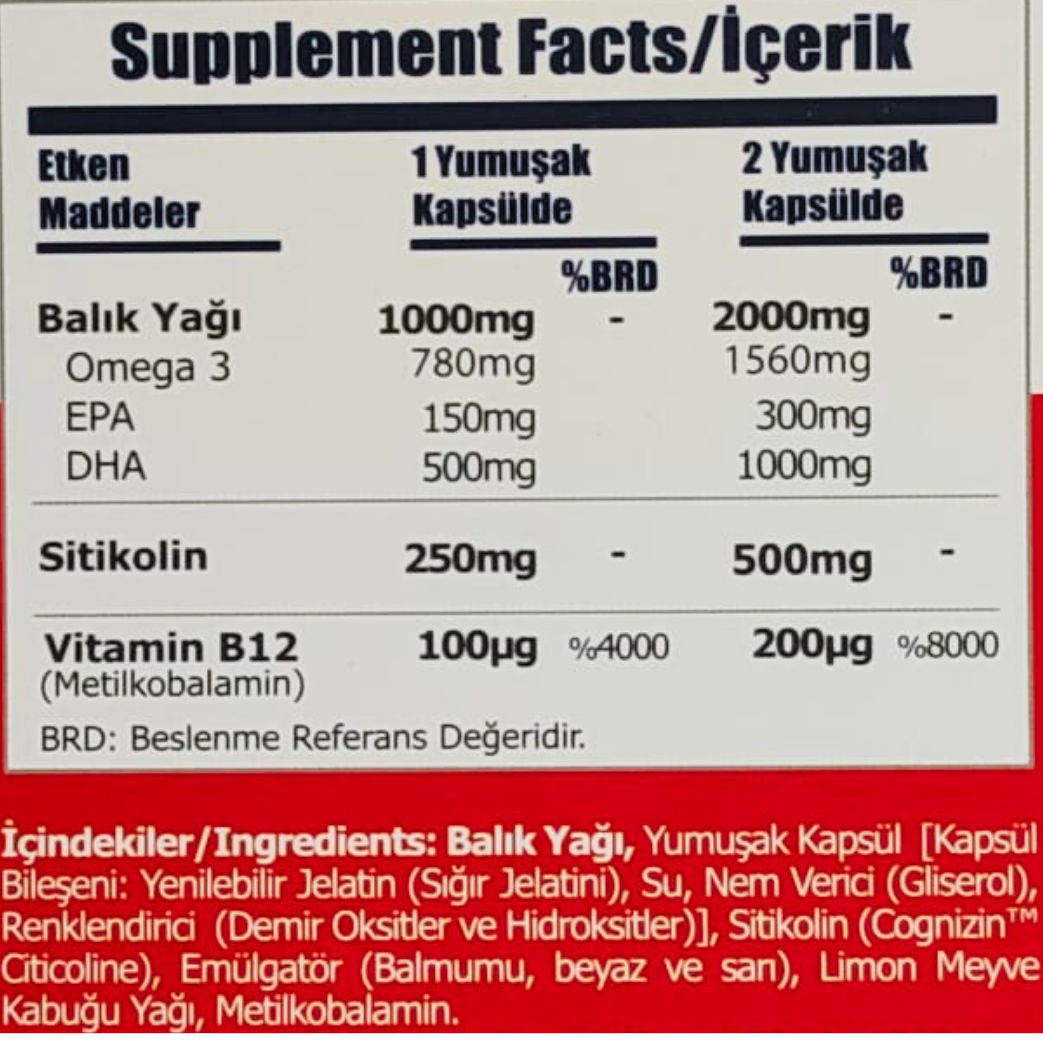Sorvagen Smart Double Sitikolin Dha Omega 3 ve B12 30 Kapsül