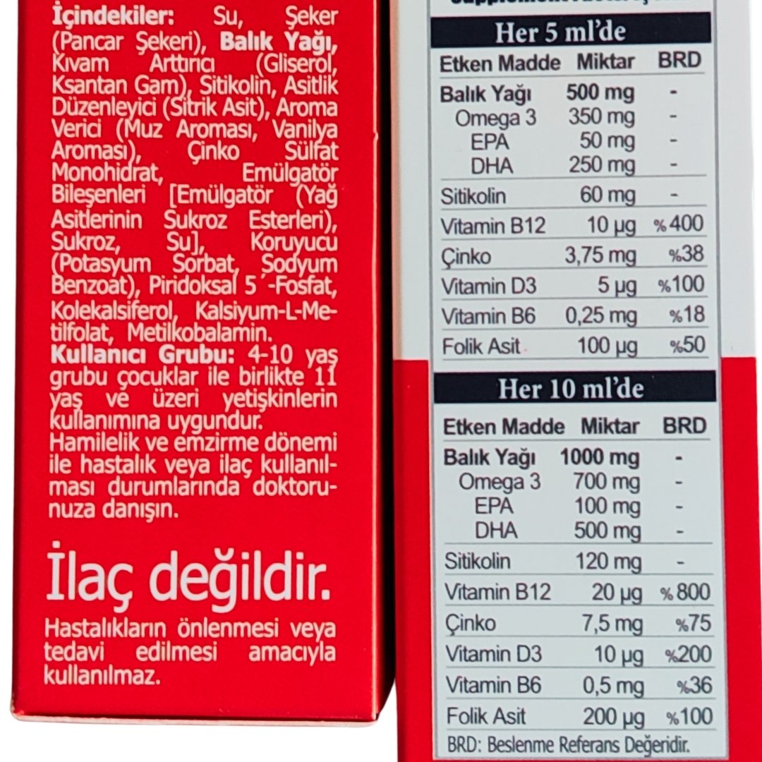 Sorvagen Smart Kids Sıvı Form Sitikolin Dha Omega 3 Norveç Balık Yağı ve B12 150 ml