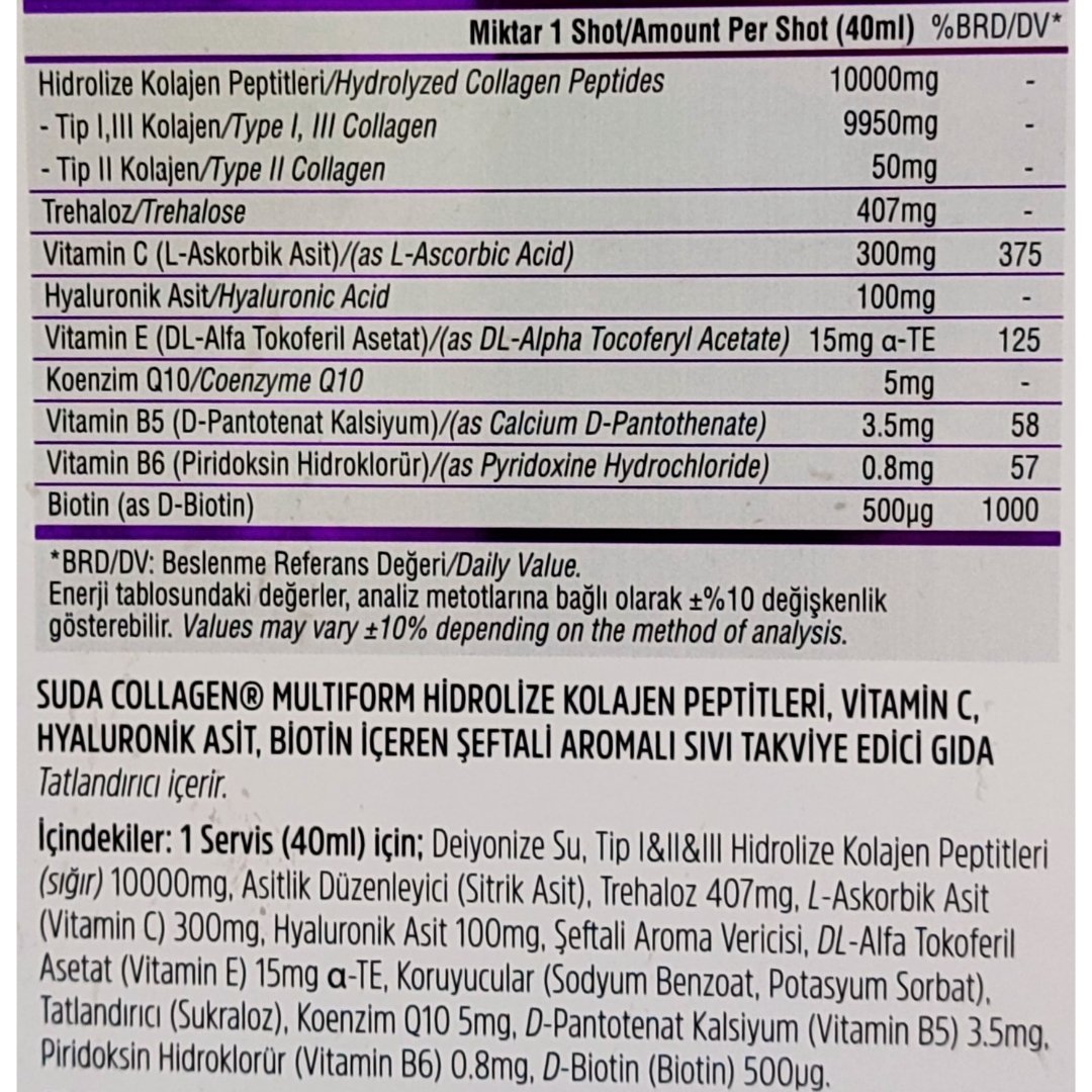 Suda Collagen Multiform Şeftali 30 Shot