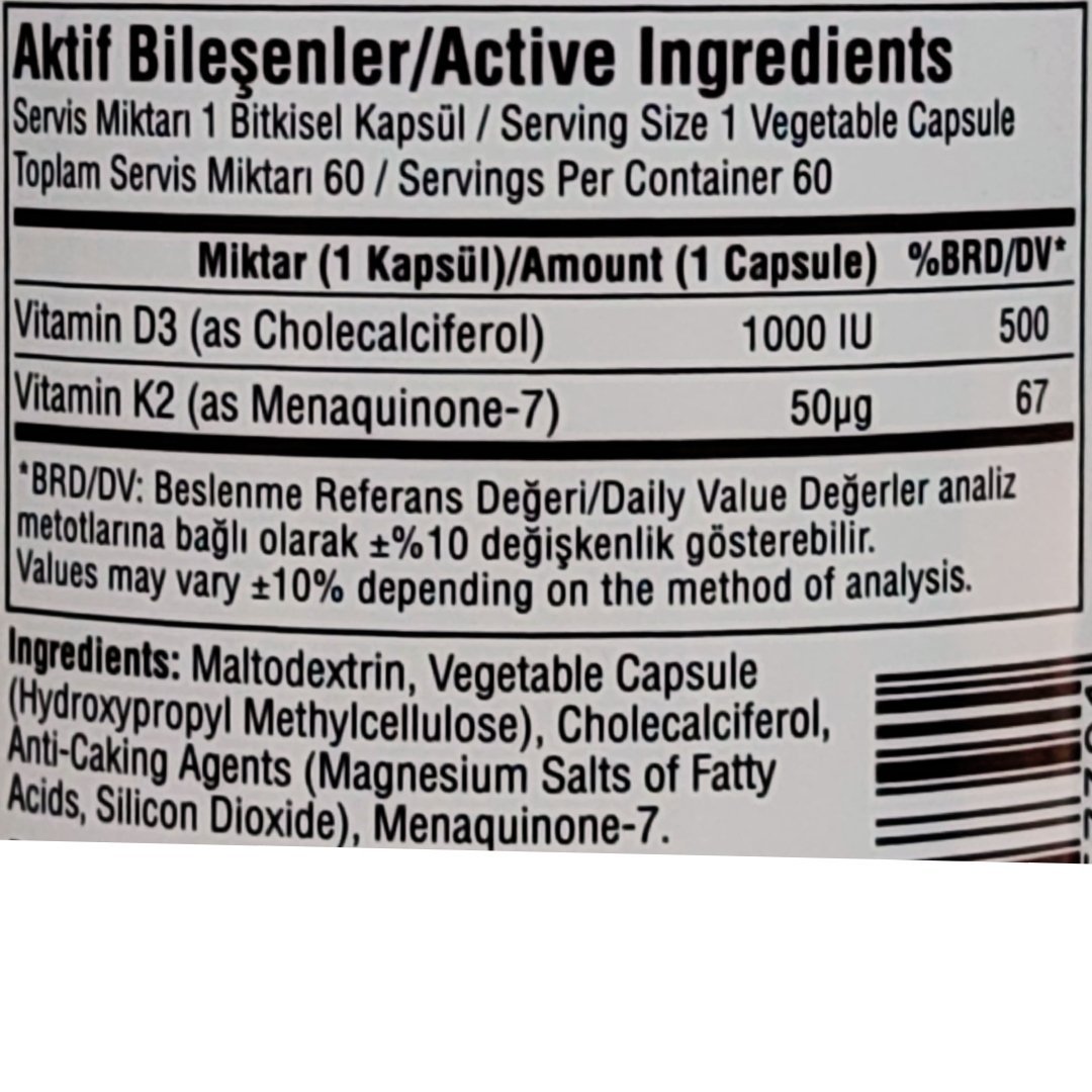 Suda Vitamin D3 K2 60 Kapsül