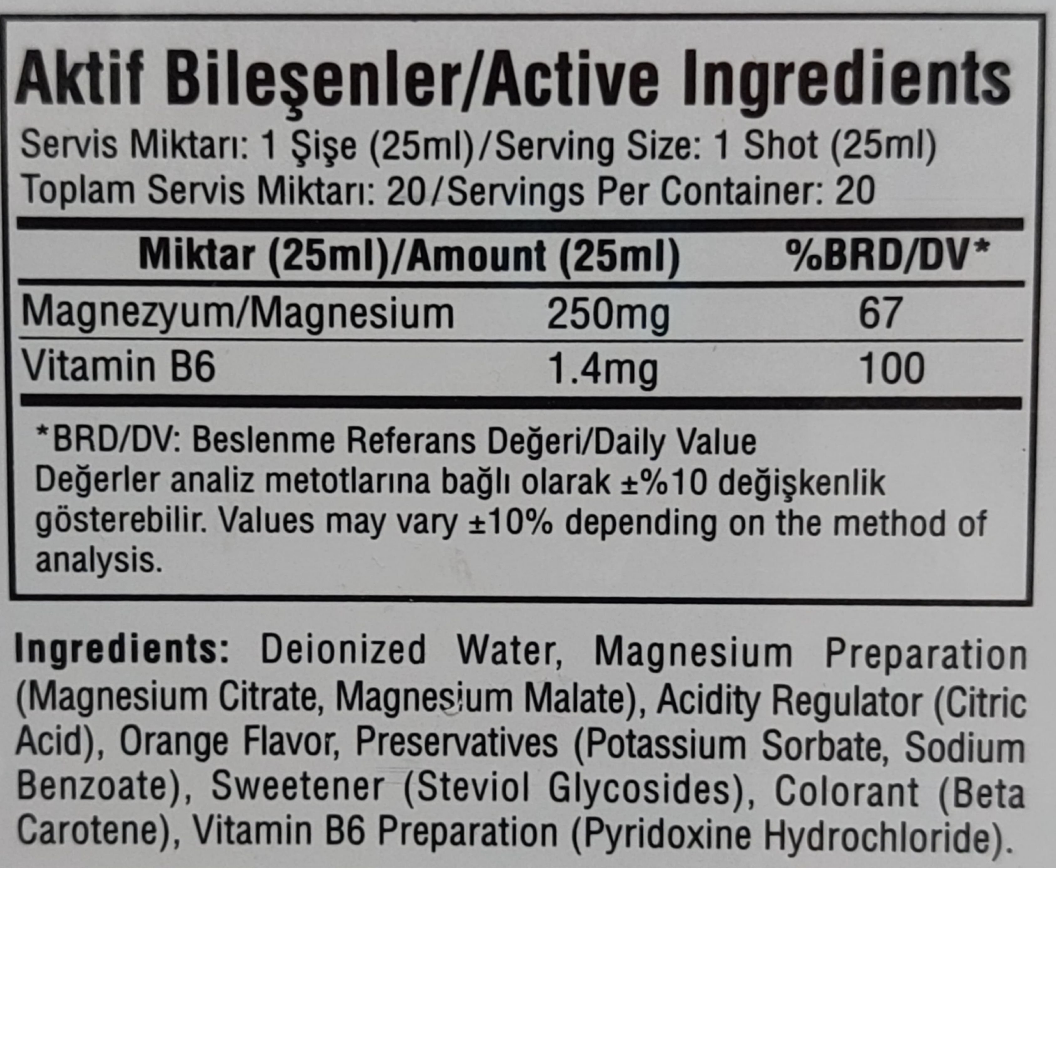 Suda Vitamin Magnesium Shot Portakal Aromalı 20'li 25 ml