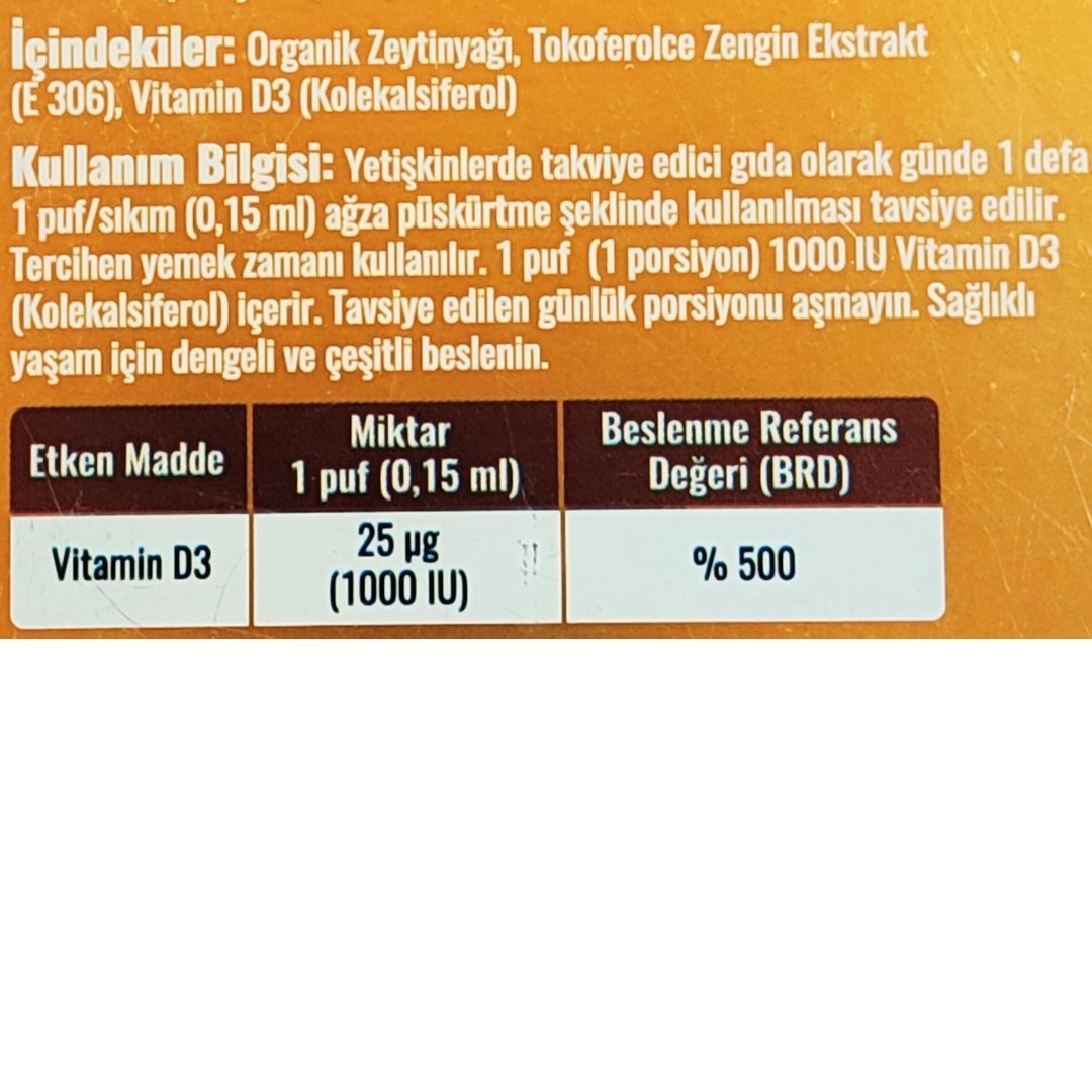 Sustenium Vitamin D3 1000IU Sprey 20ml 130 Puf