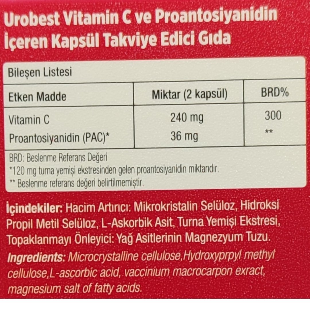 Urobest Cranberry 30 Kapsül