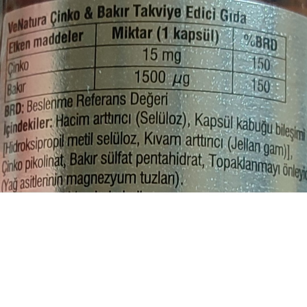 Venatura Çinko & Bakır 60 Kapsül