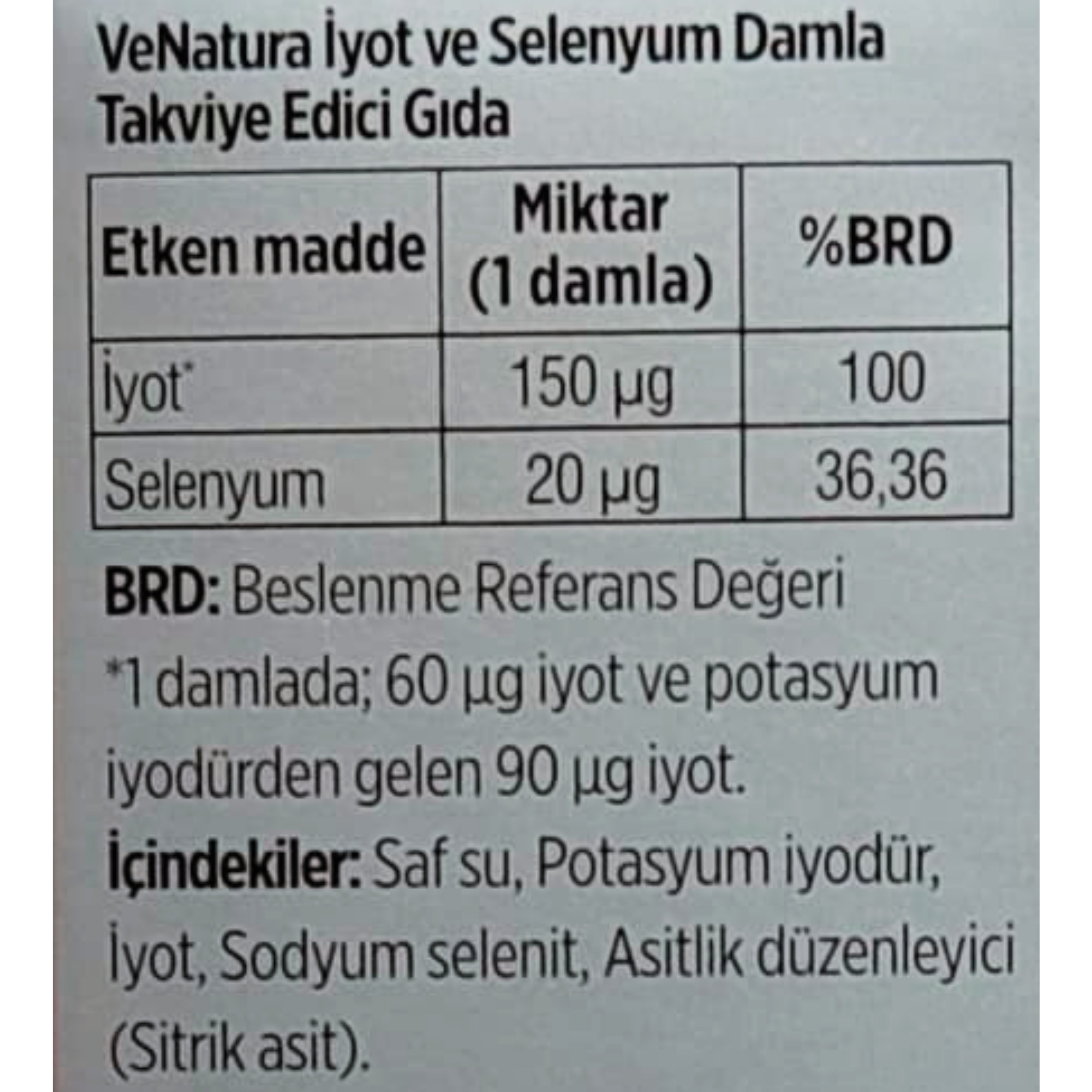 Venatura İyot ve Selenyum Damla 30 ml