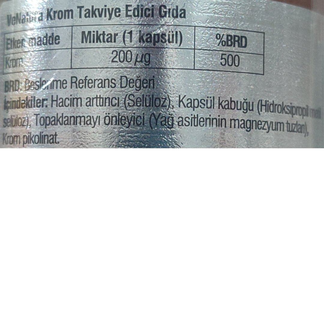 Venatura Krom Takviye Edici Gıda 90 Kapsül