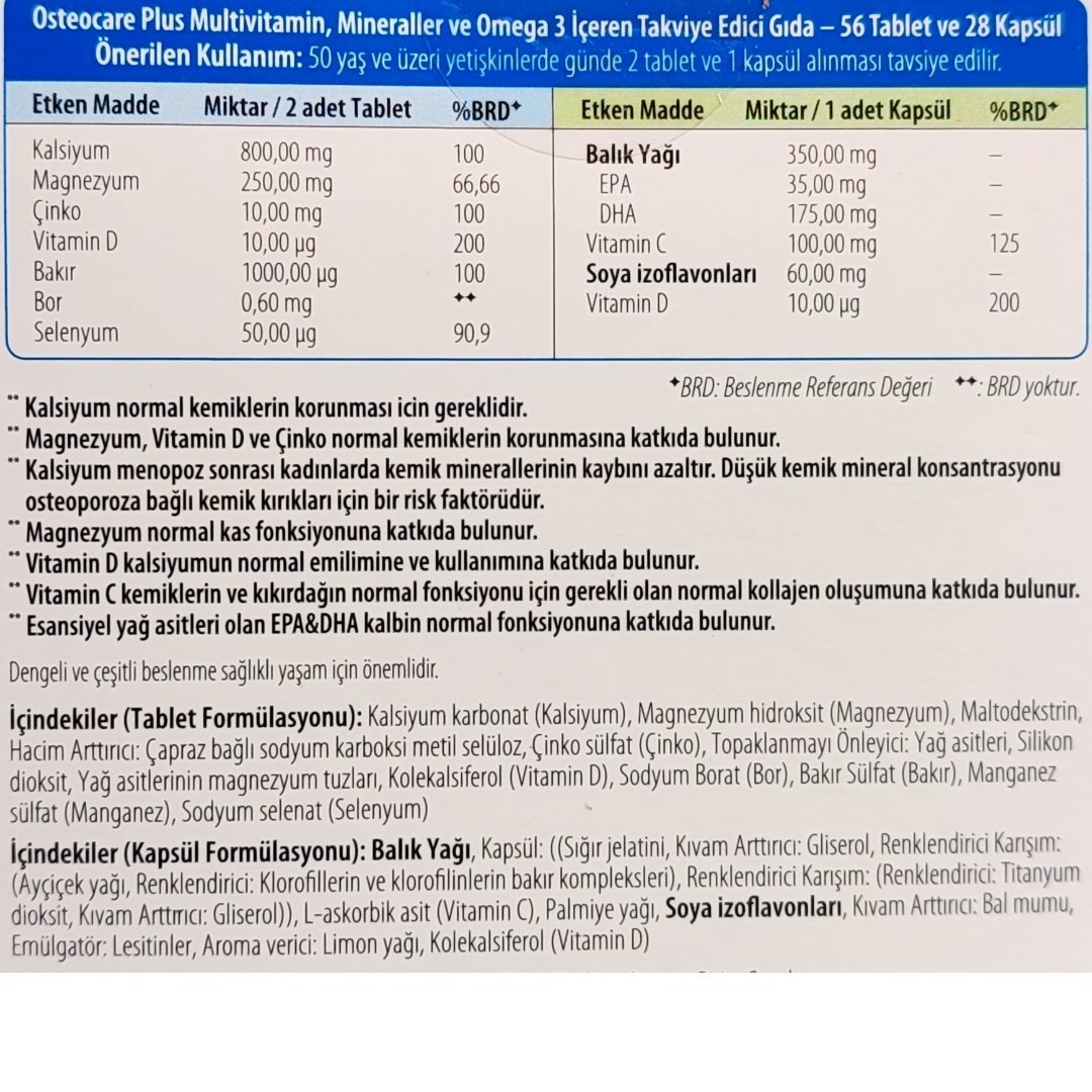 Vitabiotics Osteocare Plus 56 Tablet 28 Kapsül