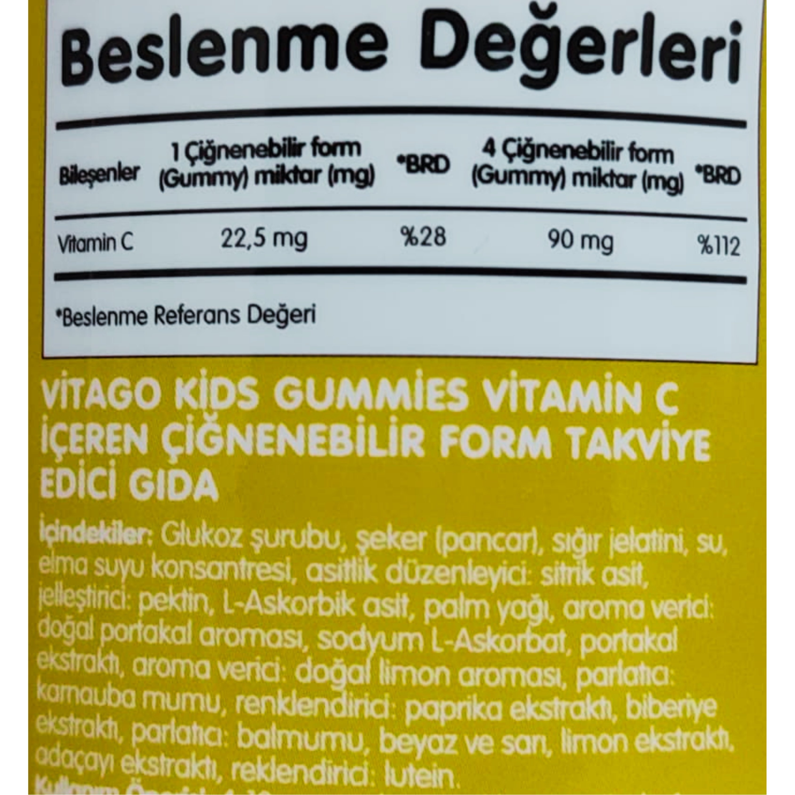 Vitago Kids Gummies Vitamin C İçeren Çiğnenebilir Form - 60 Adet Gummy