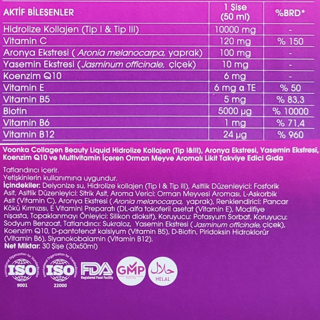 Voonka Collagen Jasmine Orman Meyveli Aromalı 30x50 ml