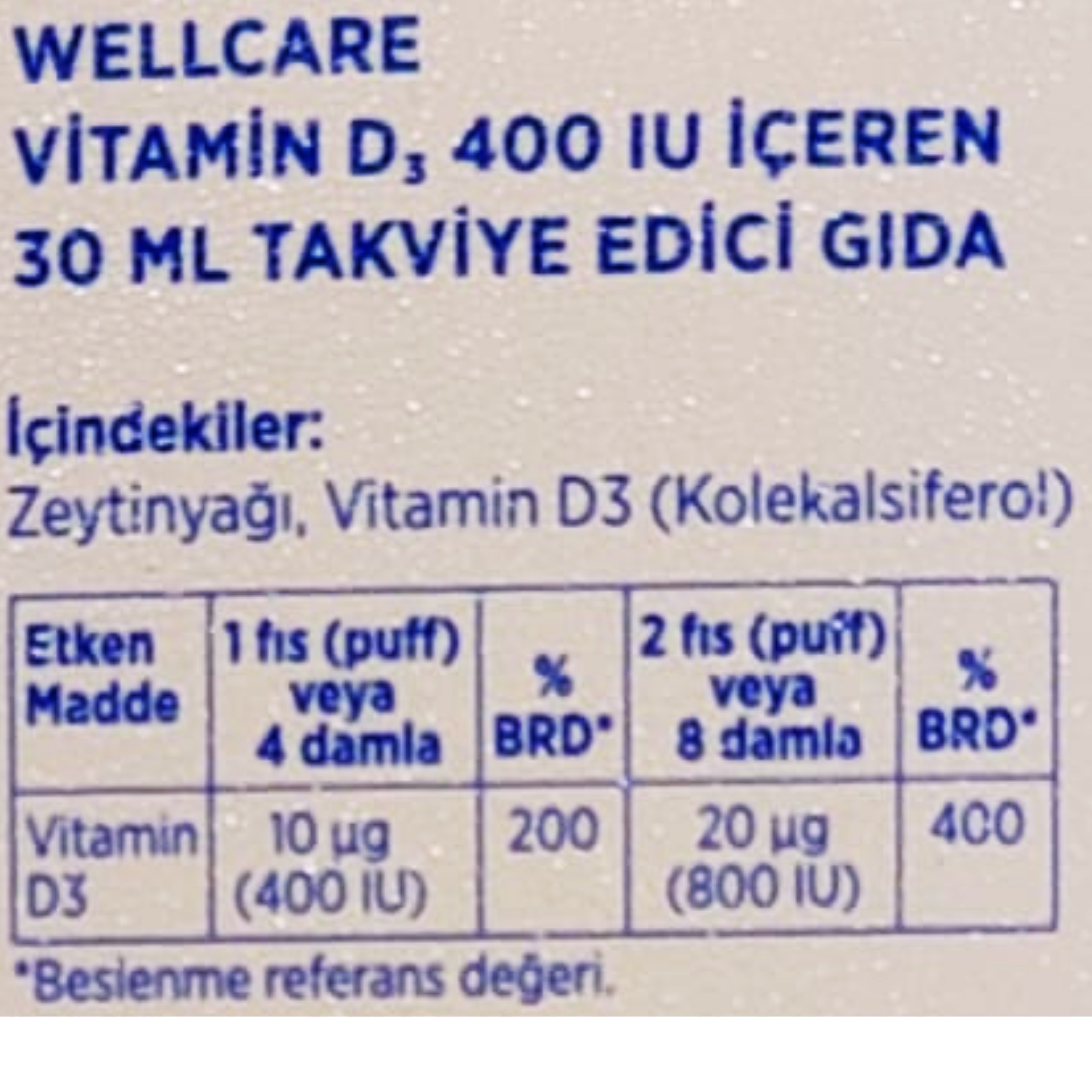 Wellcare Vitamin D3 400 IU 30 ml