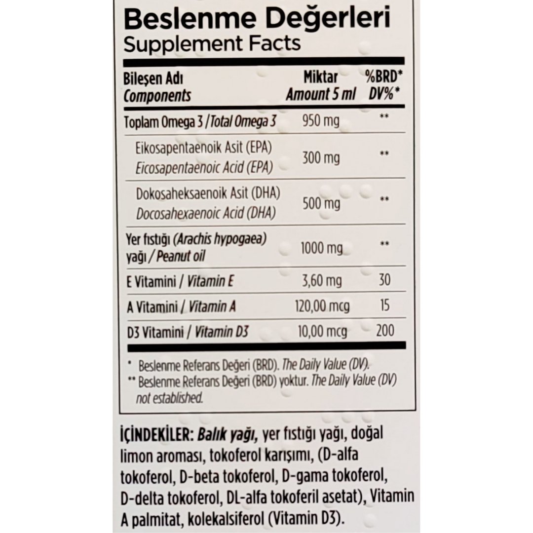 Zade Vital Miniza Omega-3 ve Yer Fıstığı Şurubu 150 ml