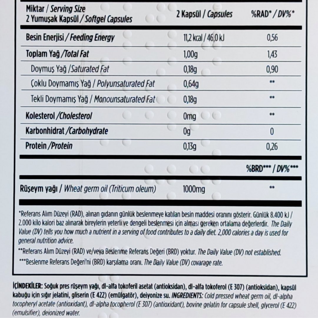 Zade Vital Ruşeym Yağı 500 mg 60 Kapsül