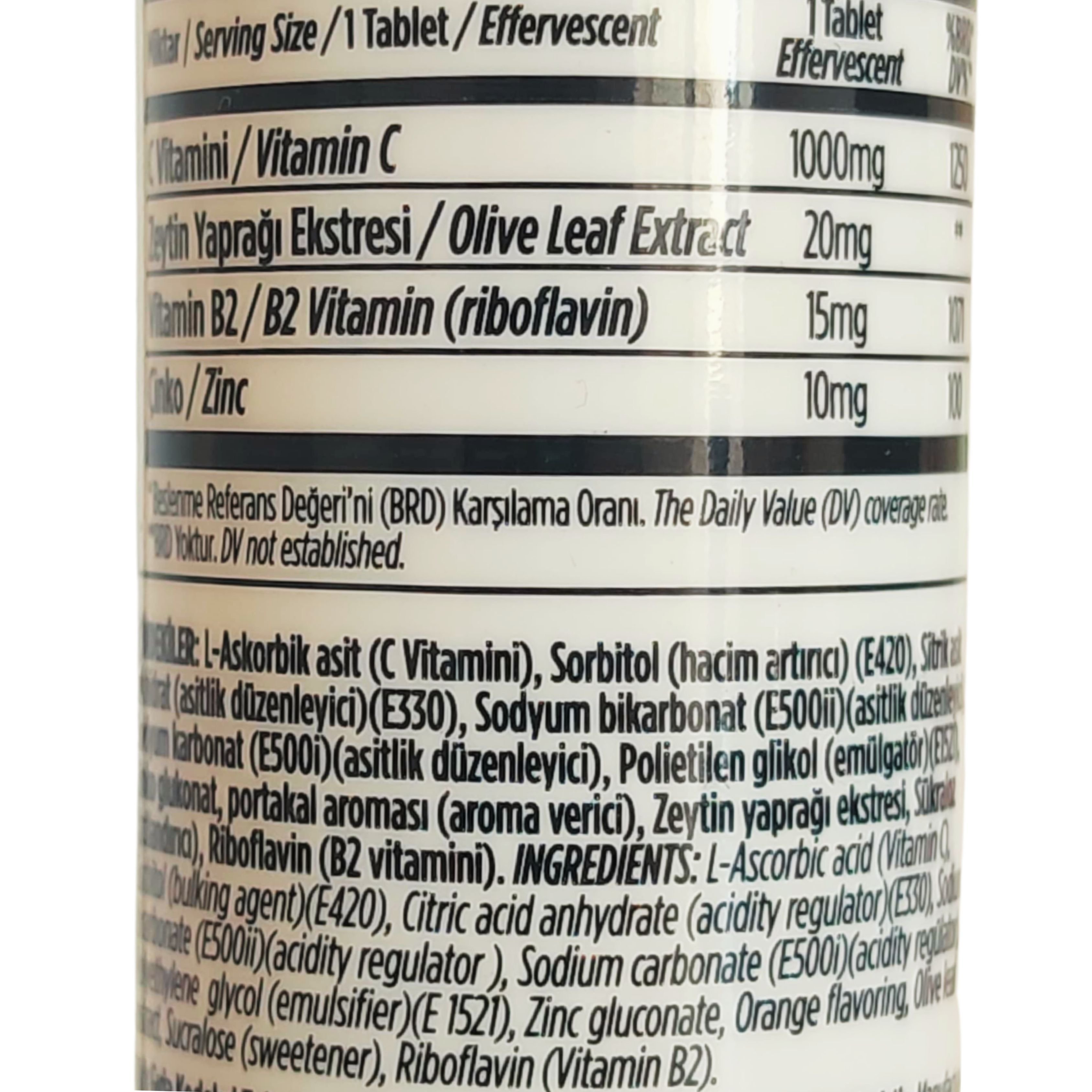 Zade Vital Vitamin C Takviye Edici Gıda 20 Efervesan Tablet