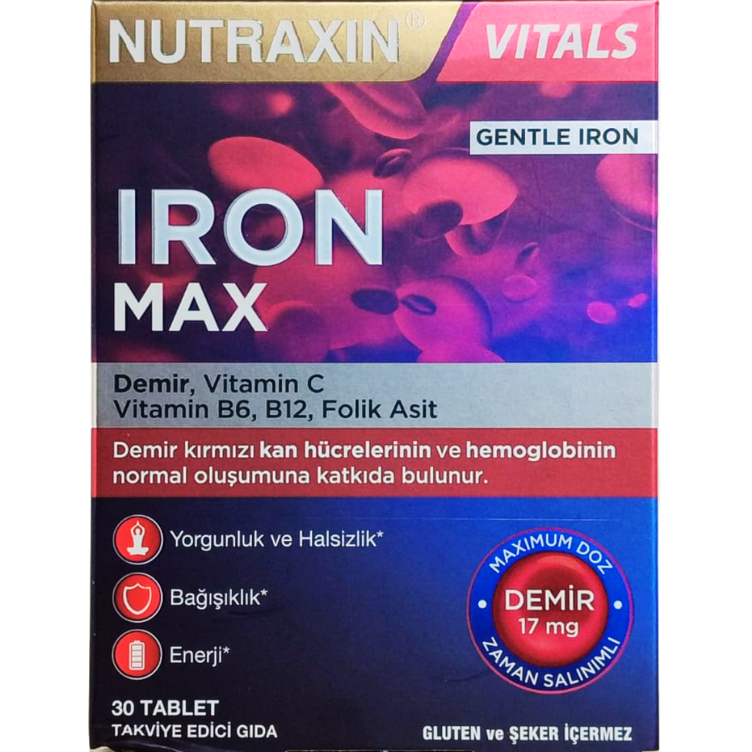Nutraxin Iron Max Takviye Edici Gıda 30 Tablet