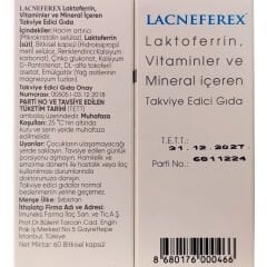 Lacneferex Laktoferrin Vitaminler ve Minral İçeren Takviye Edici Gıda 60 Bitkisel Kapsül
