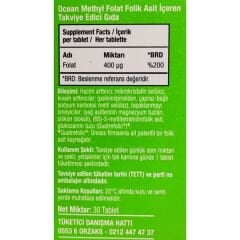 Orzax Ocean Methyl Folat 30 Tablet