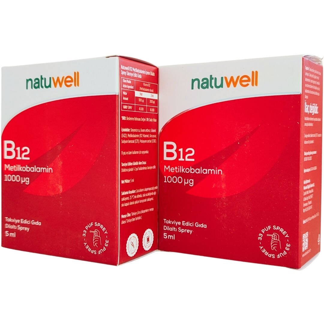 Natuwell Vitamin B12 Metilkobalamin Sprey 5 ml - 2 Kutu
