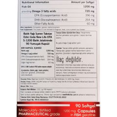 New Life EFA S-1200 Balık Yağı İçeren Takviye Edici 90 Kapsül