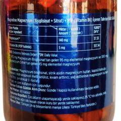 Natuwell Magneline Magnezyum Bisglisinat Magnezyum Sitrat P5p Vitamin B6 - 60 Kapsül