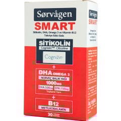 Sorvagen Smart Sitikolin DHA Omega 3 ve B12 30 Kapsül
