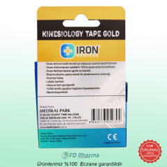 Iron Kinesiology Tape Gold Bandaj Siyah 5 cm x 5 metre