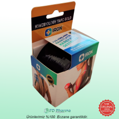 Iron Kinesiology Tape Gold Bandaj Siyah 5 cm x 5 metre