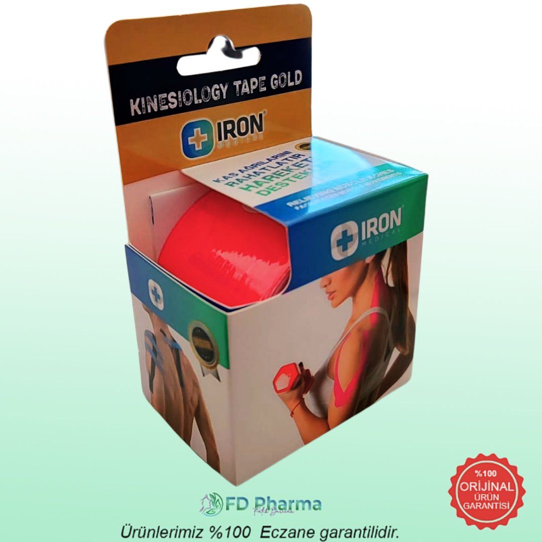 Iron Kinesiology Tape Gold Bandaj Kırmızı 5 cm x 5 metre