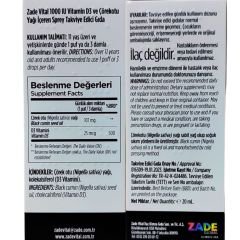 Zade Vital D3 Vitamini 1000 IU Sprey 20 ml