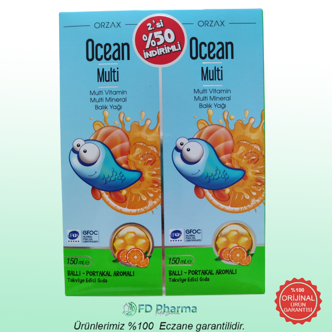 Orzax Ocean Multi Ballı - Portakal Aromalı Takviye Edici Şurup 150 ml 2.'si %50 İNDİRİMLİ