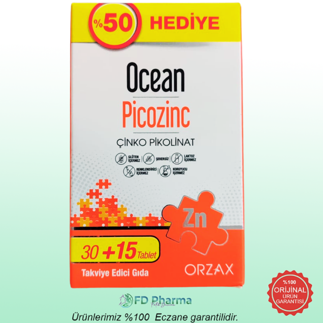 Orzax Ocean Picozinc Takviye Edici Gıda 30 + 15 Tablet