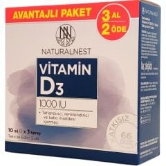 Naturalnest Vitamin D3 1000 IU Sprey 3'lü 10 ml - 3 Al 2 Öde