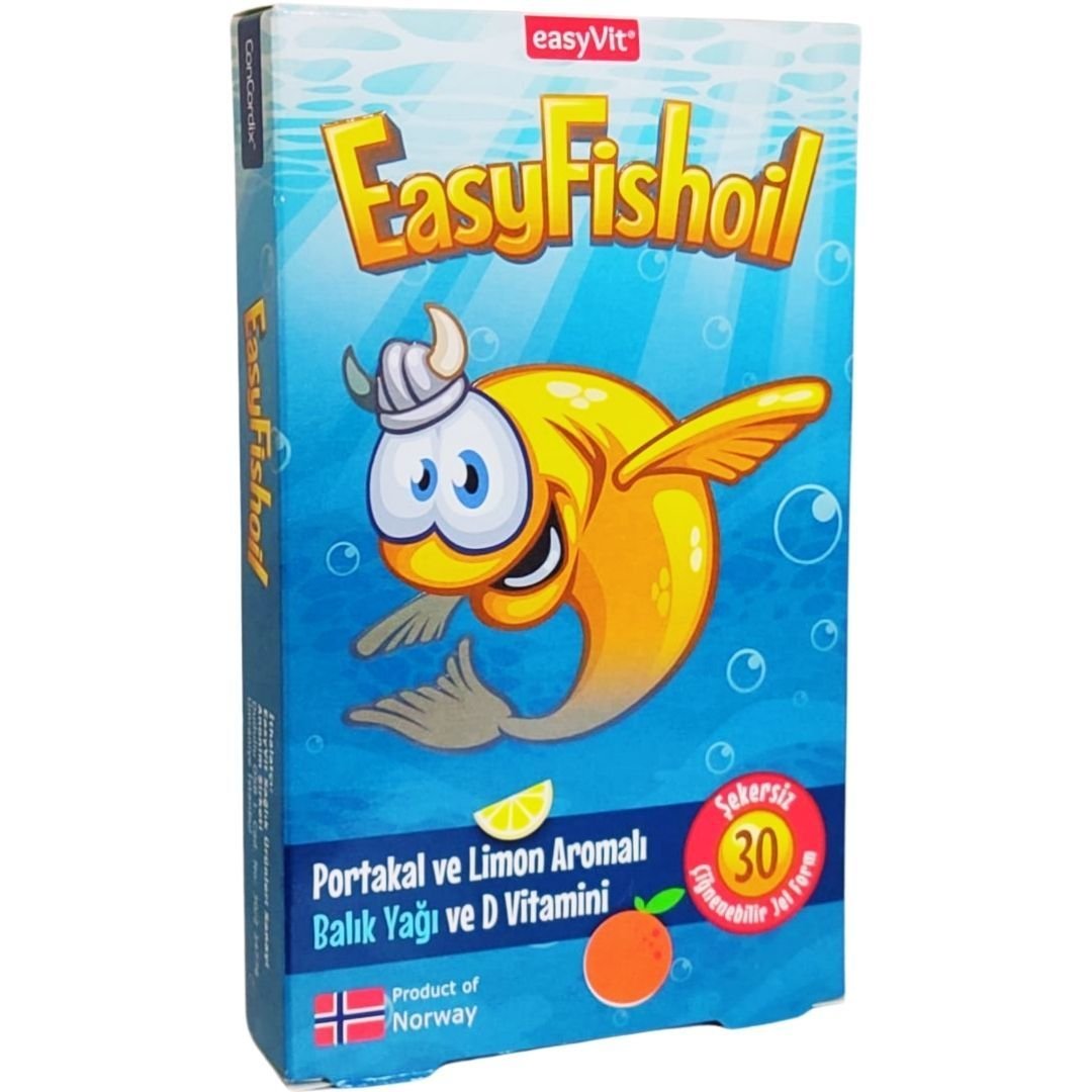 Easy Fish Oil Portakal ve Limon Aromalı Balık Yağı ve D Vitamini 30 Çiğnenebilir Form