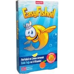 Easy Fish Oil Portakal ve Limon Aromalı Balık Yağı ve D Vitamini 30 Çiğnenebilir Form