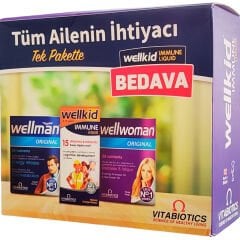 Wellman 30 Tablet+ Wellwoman 60 Tablet + Wellkid İmmune Liquid 150 ml - Kofre