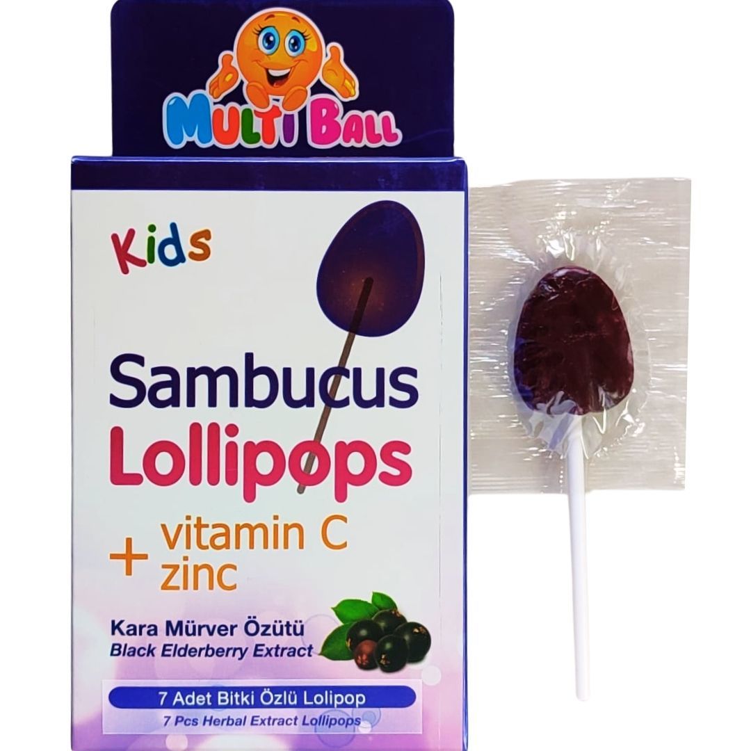 Multiball Kids Sambucus Lollipops Vitamin C Çinko Lolipop 7'li