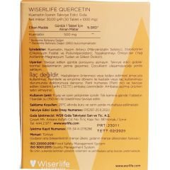 Wiserlife Quercetin Kuersetin İçeren Takviye Edici Gıda 30 Tablet