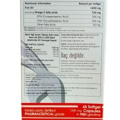 New Life EFA S-1200 Omega 3 Takviye Edici Gıda 45 Kapsül