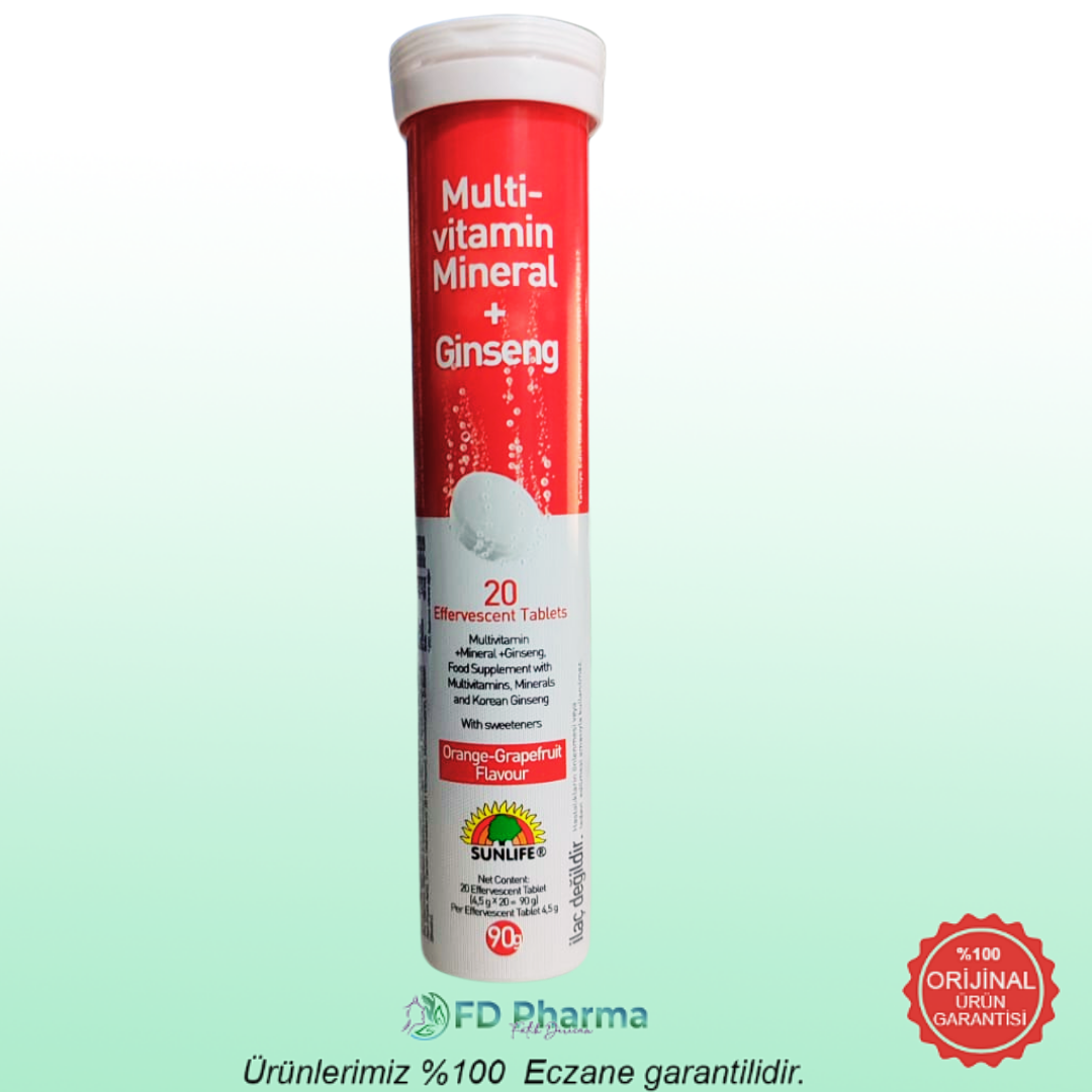 Sunlife Multivitamin & Mineral + Ginseng Efervesan 20 Tablet
