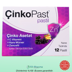 Çinkopast Nane Zencefil Kara Mürver Pastil 12'li