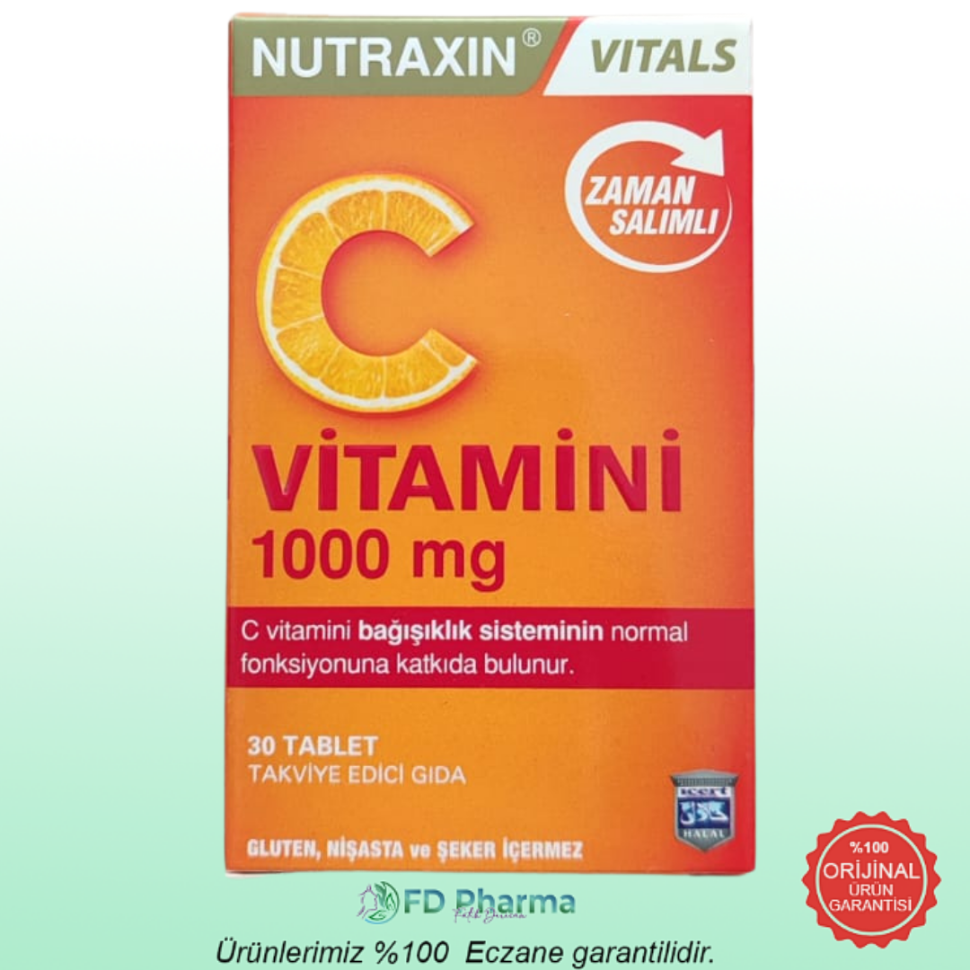 Nutraxin Vitamin C 1000 mg Takviye Edici Gıda 30 Tablet