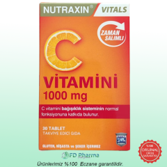 Nutraxin Vitamin C 1000 mg Takviye Edici Gıda 30 Tablet