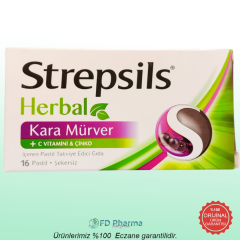 Strepsils Herbal Kara Mürver +C Vitamini İçeren Takviye Edici Gıda 16 Pastil